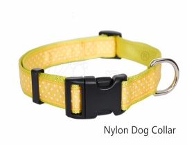 00030 Fashion dog collar,yellow tape round dot