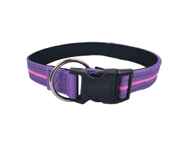 Purple Refelctive Dog Collar Customized Polyester Dog Collar Adjustable Light Breathable Durable Dog Collar