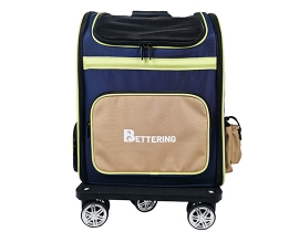 Durable Breathable Rolling Wheeled Pet Carrier Backpack for